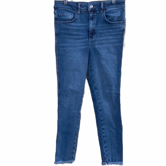 We the Free High Rise Raw Hem Skinny Blue Jeans 31 - Picture 2 of 11